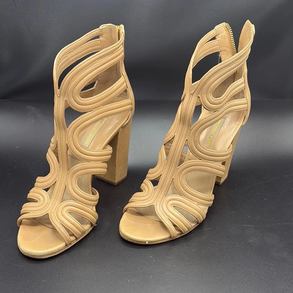Michael Kors Tan‎ Heeled Sandals with Strappy Design